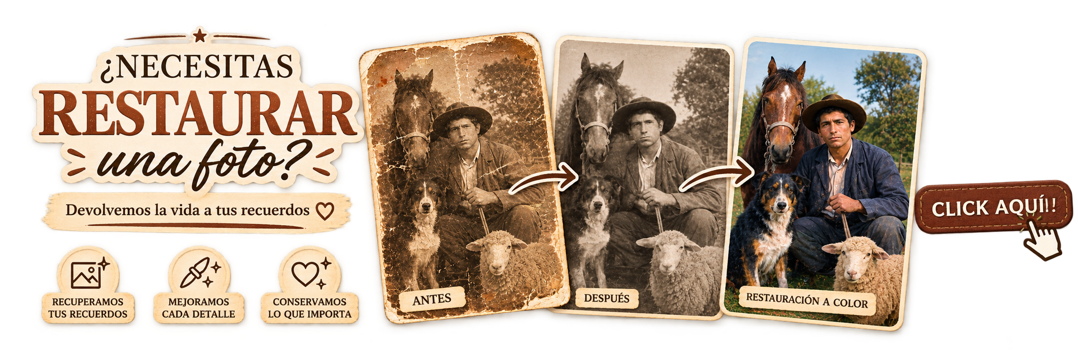 restauracion de foto antigua, dañadas, color y blanco y negro