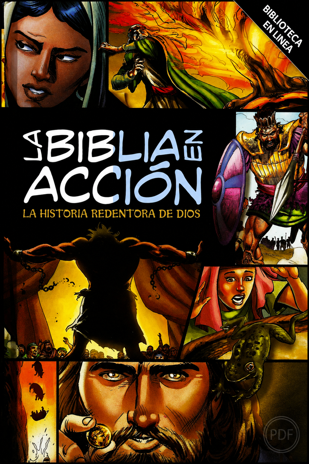 Portada de La Biblia en Acción PDF en Español de Sergio Cariello, publicada por David C Cook.